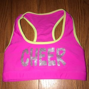 pink cheer sports bra